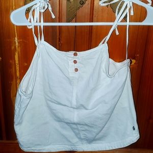 White simple two side tie skinny strap top